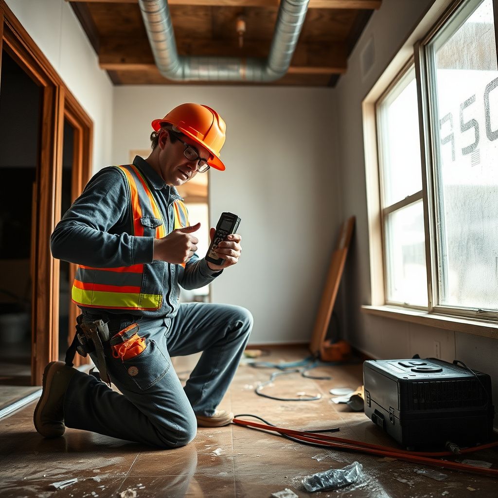 A technician using an infrared camera to detect hidden moisture behind a North Salt Lake home's drywall.